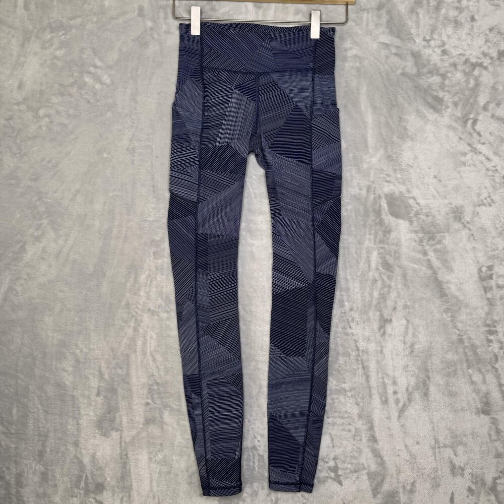 Lululemon Leggings Womens 2 Speed Up Tight Blue Geometric High Rise Pockets Yoga